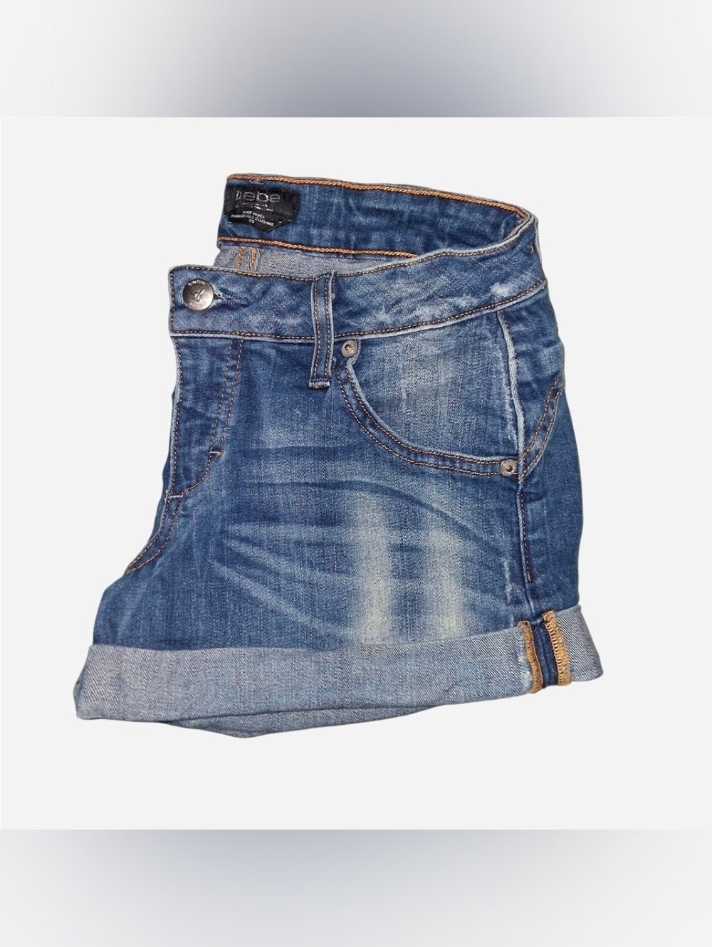 bebe Blue Denim Roll-Cuff Women's Shorts